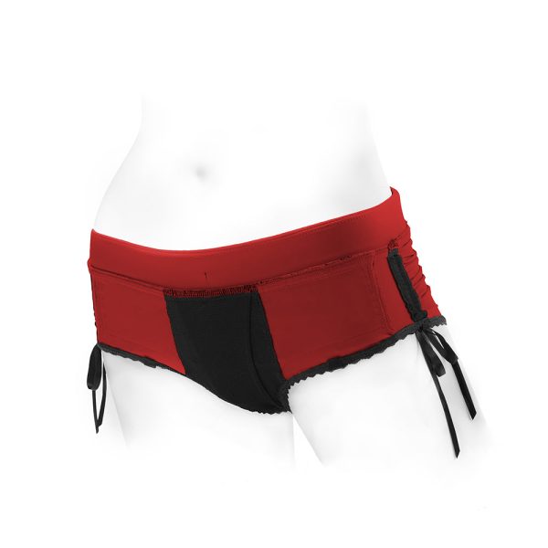SpareParts Sasha Cinch Booty Short Harness Red/Black Size S - Image 7