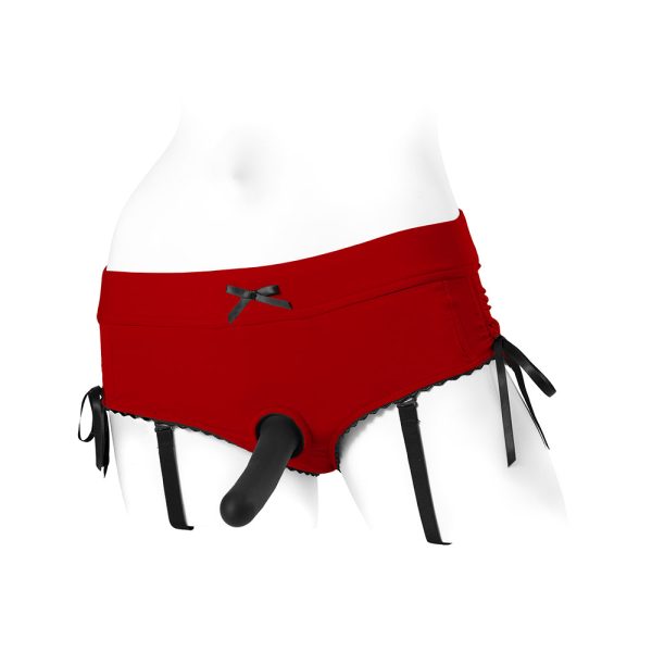 SpareParts Sasha Cinch Booty Short Harness Red/Black Size M - Image 10