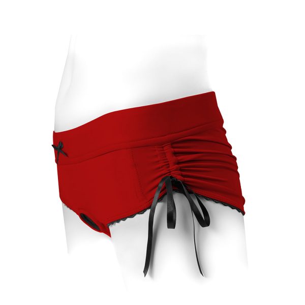 SpareParts Sasha Cinch Booty Short Harness Red/Black Size L - Image 6