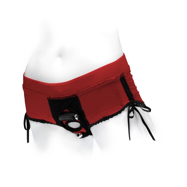 SpareParts Sasha Cinch Booty Short Harness Red/Black Size L - Image 8