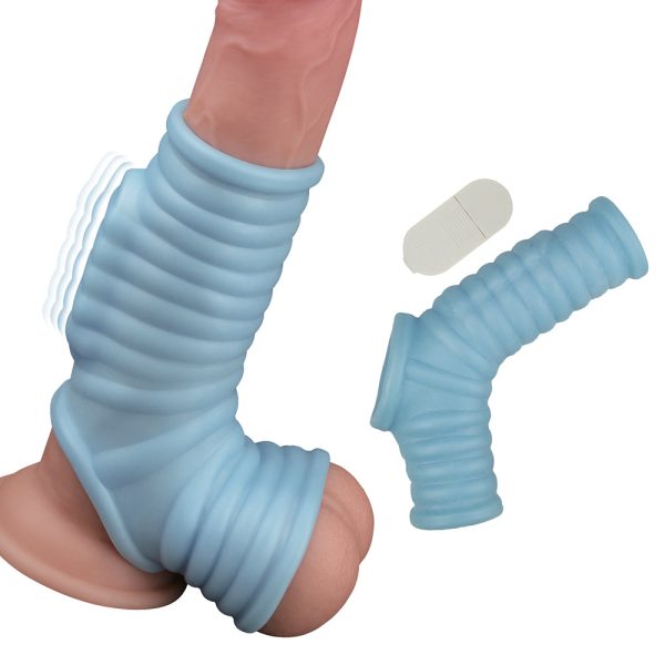 Nasstoys Power Sleeve Ribbed Fit Vibrating Penis Enhancer Blue - Image 4