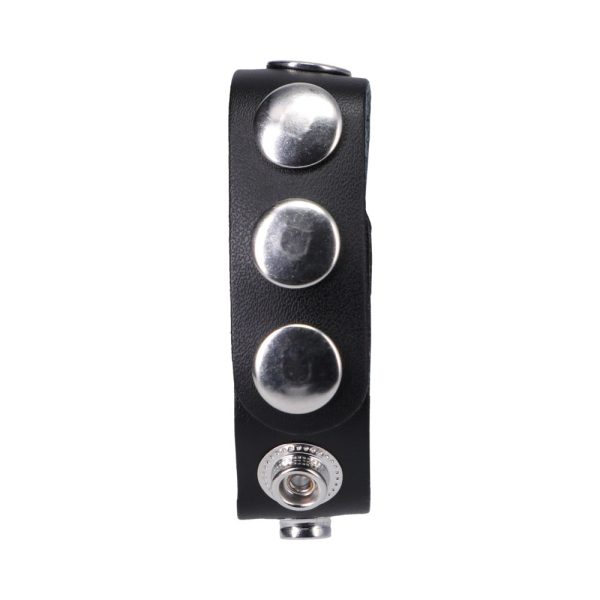 Rock Solid Adjustable Leather 5-Snap Cock Ring Black - Image 5