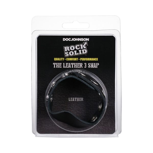 Rock Solid Adjustable Leather 5-Snap Cock Ring Black - Image 7