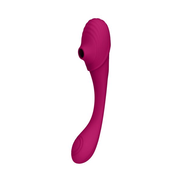 VIVE MIRAI Rechargeable Double Ended Pulse Wave & Air Wave Bendable Silicone Vibrator Pink - Image 2