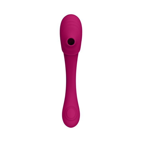 VIVE MIRAI Rechargeable Double Ended Pulse Wave & Air Wave Bendable Silicone Vibrator Pink - Image 5