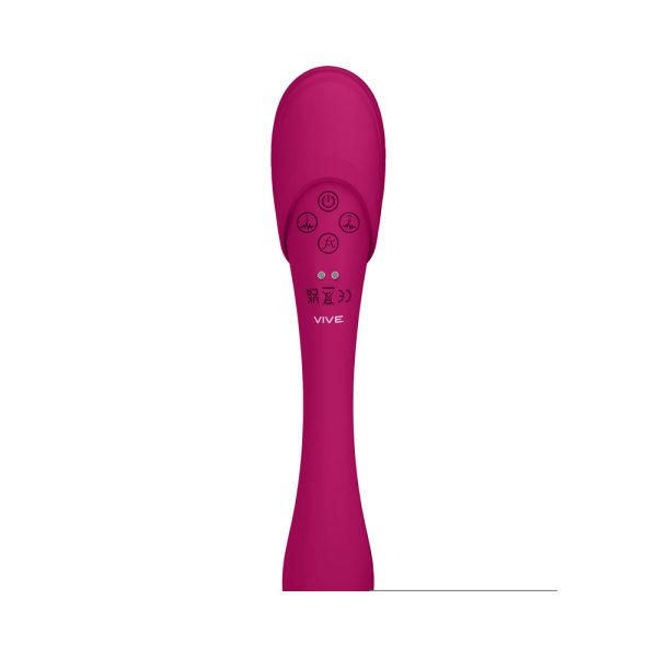 VIVE MIRAI Rechargeable Double Ended Pulse Wave & Air Wave Bendable Silicone Vibrator Pink - Image 6