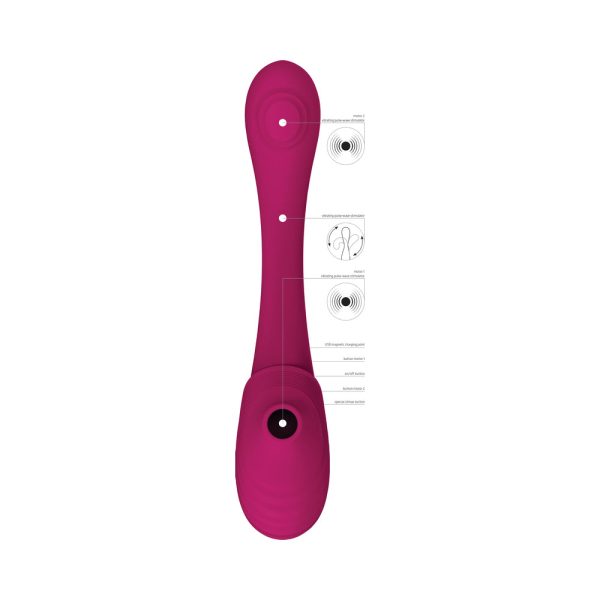 VIVE MIRAI Rechargeable Double Ended Pulse Wave & Air Wave Bendable Silicone Vibrator Pink - Image 7