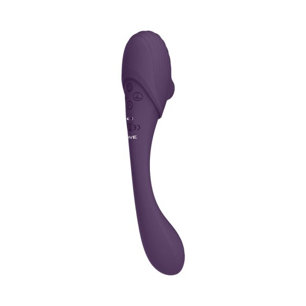 VIVE MIRAI Rechargeable Double Ended Pulse Wave & Air Wave Bendable Silicone Vibrator Purple - Image 2