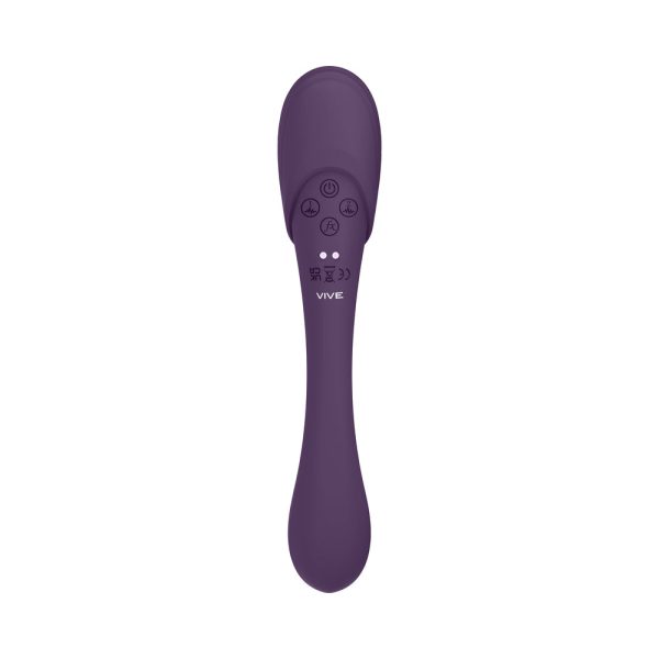 VIVE MIRAI Rechargeable Double Ended Pulse Wave & Air Wave Bendable Silicone Vibrator Purple - Image 5