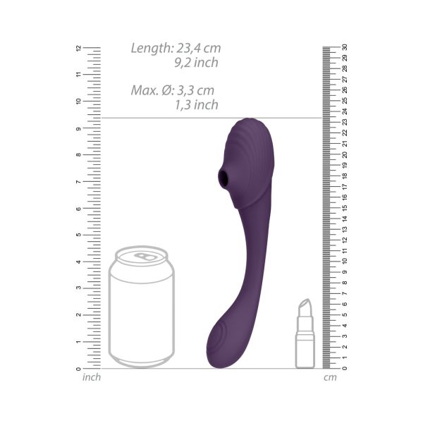 VIVE MIRAI Rechargeable Double Ended Pulse Wave & Air Wave Bendable Silicone Vibrator Purple - Image 8