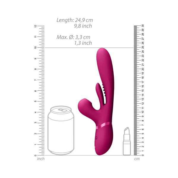 VIVE KURA Rechargeable Thrusting Silicone G-Spot Vibrator with Flapping Tongue and Pulse Wave Stimulator Pink - Image 8
