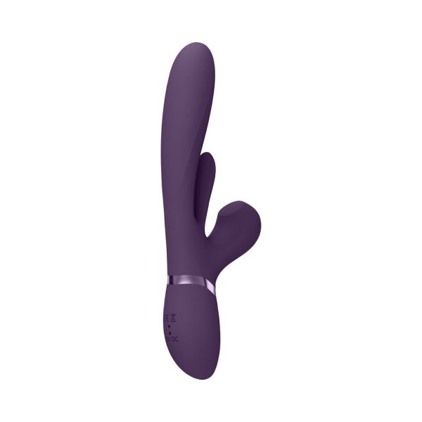 VIVE KURA Rechargeable Thrusting Silicone G-Spot Vibrator with Flapping Tongue and Pulse Wave Stimulator Purple - Image 4