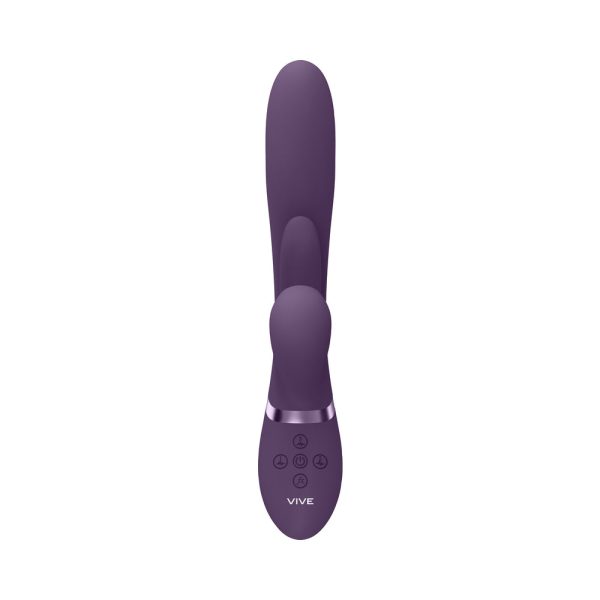 VIVE KURA Rechargeable Thrusting Silicone G-Spot Vibrator with Flapping Tongue and Pulse Wave Stimulator Purple - Image 6