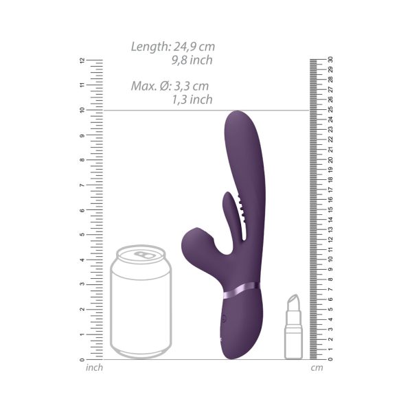 VIVE KURA Rechargeable Thrusting Silicone G-Spot Vibrator with Flapping Tongue and Pulse Wave Stimulator Purple - Image 8