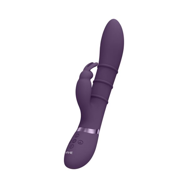 VIVE SORA Rechargeable Silicone G-Spot Rabbit Vibrator with Up & Down Stimulating Rings Purple - Image 4