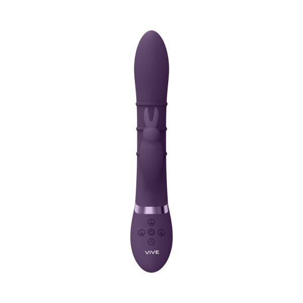 VIVE SORA Rechargeable Silicone G-Spot Rabbit Vibrator with Up & Down Stimulating Rings Purple - Image 5