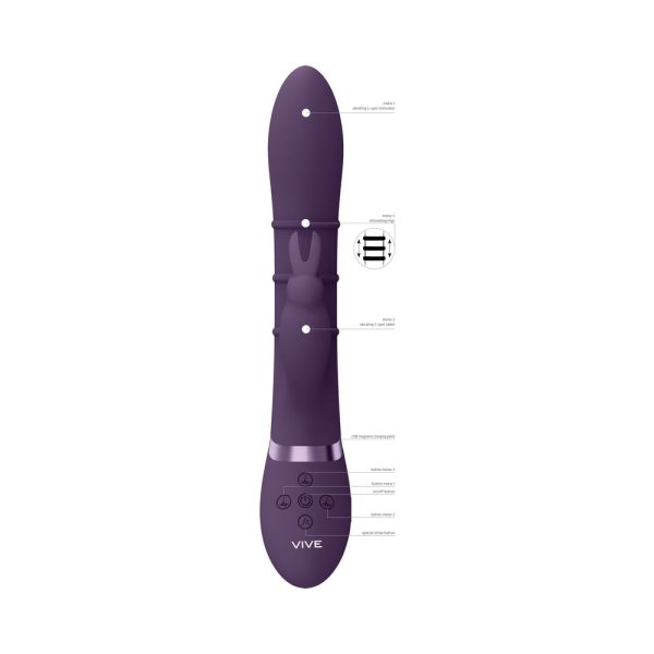 VIVE SORA Rechargeable Silicone G-Spot Rabbit Vibrator with Up & Down Stimulating Rings Purple - Image 6