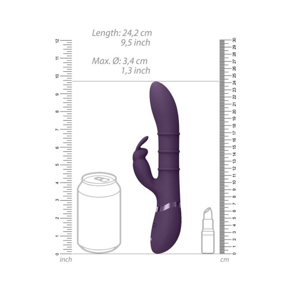VIVE SORA Rechargeable Silicone G-Spot Rabbit Vibrator with Up & Down Stimulating Rings Purple - Image 7