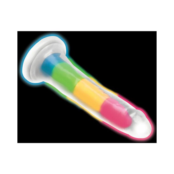 Lollicock Silicone Dildo 7 in. Rainbow Glow in the Dark - Image 9