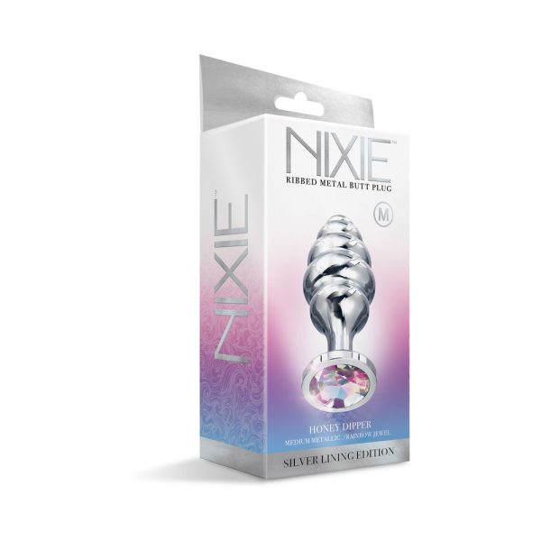 Nixie Ribbed Metal Butt Plug Honey Dipper Medium - Image 4