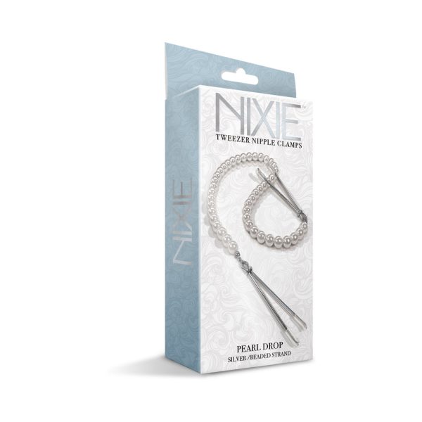 Nixie Pearl Drop Beaded Tweezer Nipple Clamps Silver - Image 4