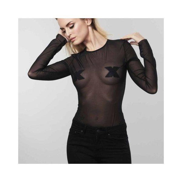 Bijoux Indiscrets Flash Reusable Glitter Pasties Cross Black - Image 3