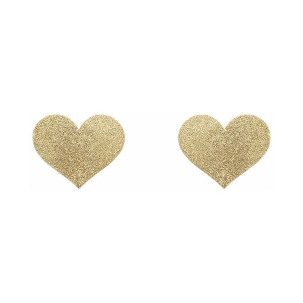 Bijoux Indiscrets Flash Reusable Glitter Pasties Heart Gold - Image 2