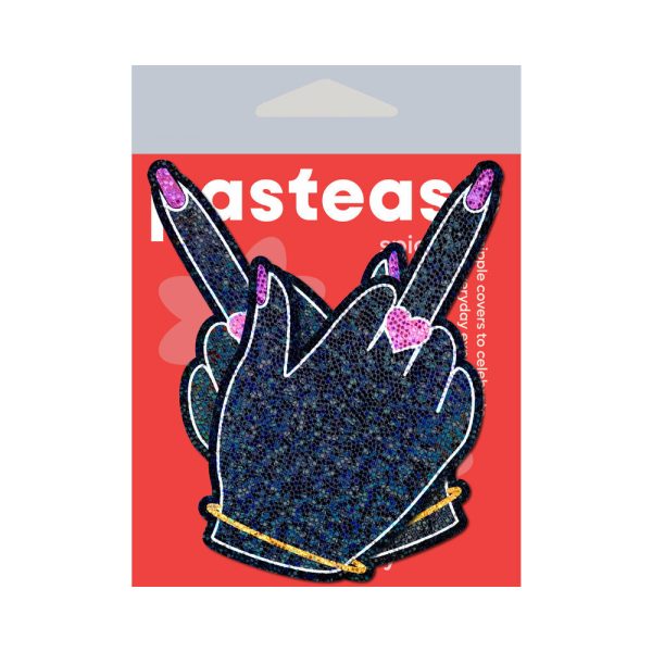 Pastease Glitter Fuck You Middle Finger Pasties - Image 3
