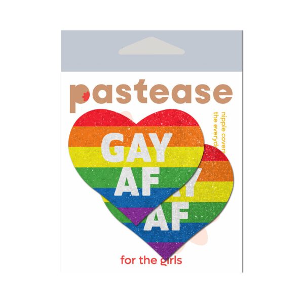Pastease Glitter ''Gay AF'' Heart Pasties Rainbow - Image 4