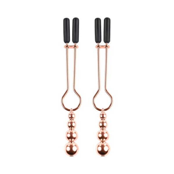 Selopa Beaded Nipple Clamps Stainless Steel Rose Gold - Image 2