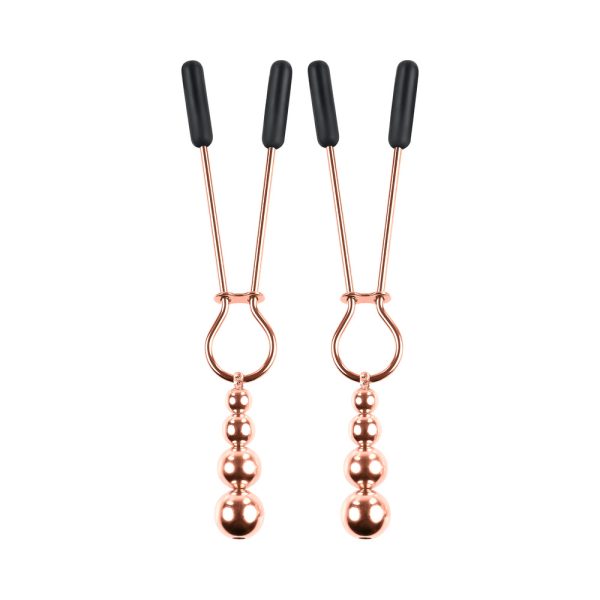 Selopa Beaded Nipple Clamps Stainless Steel Rose Gold - Image 3