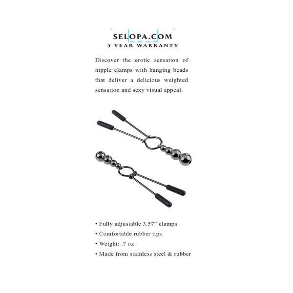 Selopa Beaded Nipple Clamps Stainless Steel Black Chrome - Image 6