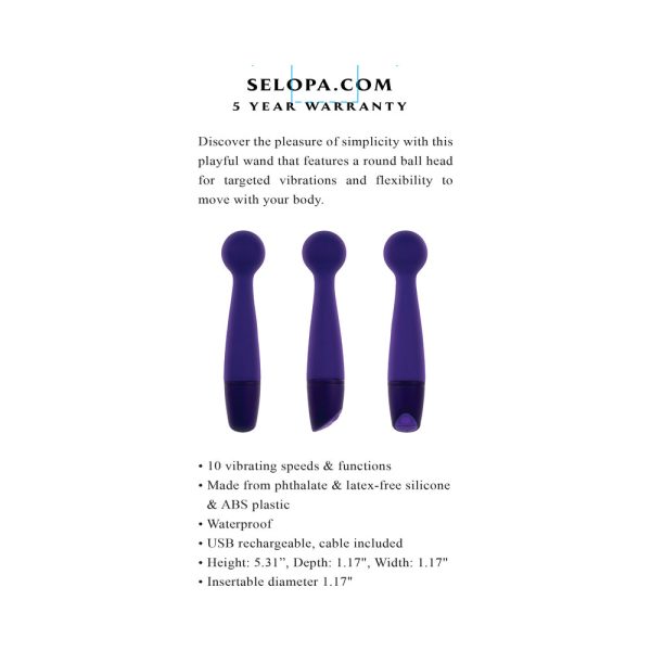 Selopa Gumball Rechargeable Slim Wand Silicone Purple - Image 8