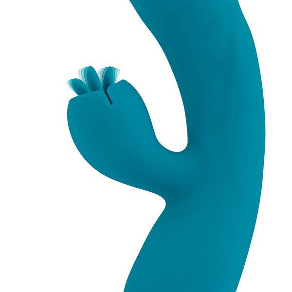 Evolved Fierce Flicker Rechargeable Dual Stim Vibe Silicone Teal - Image 4