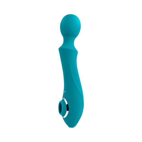 Evolved Wanderful Sucker Rechargeable Wand with Suction Silicone Teal - Image 4