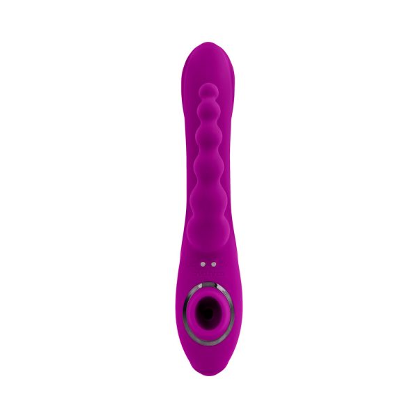 Evolved Fourgasm Rechargeable Triple Stim Vibe with Suction Silicone Purple - Image 2
