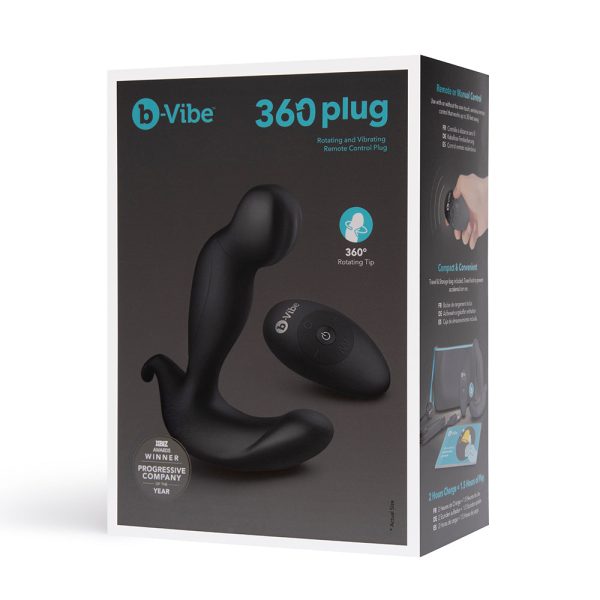 b-Vibe 360 Rotating and Vibrating Remote Control Plug Black - Image 2