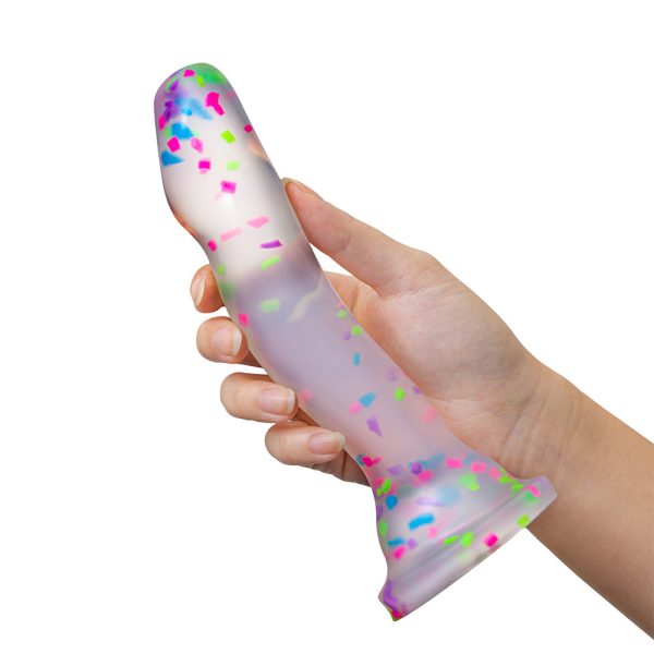 Neo Elite Hanky Panky 7.5 in. Glow-in-the-Dark Silicone Confetti Dildo - Image 6
