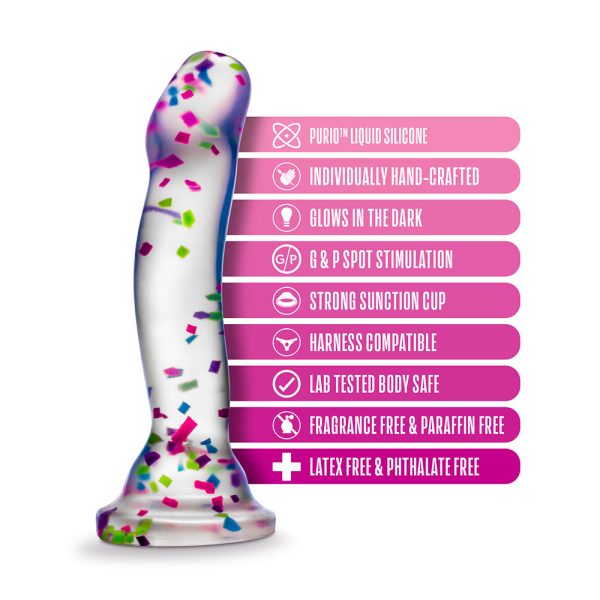 Neo Elite Hanky Panky 7.5 in. Glow-in-the-Dark Silicone Confetti Dildo - Image 7