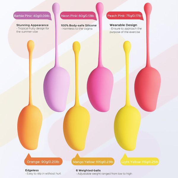 Honey Play Box Mango Tropical Weighted Kegel Ball 6-Piece Exercise Set Assorted Color - Image 5