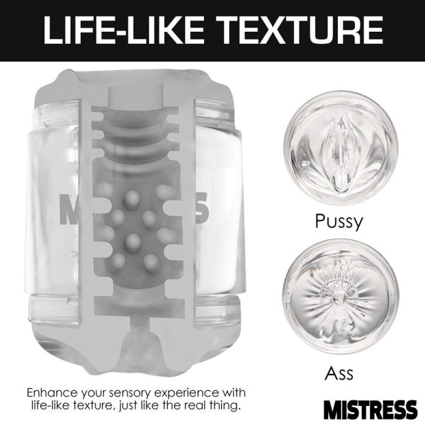 Mistress Double Shot Pussy and Ass Mini Masturbator Clear - Image 10