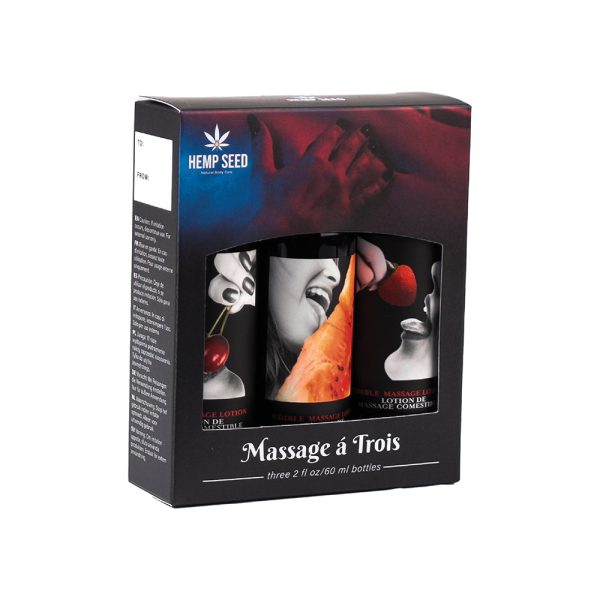 Earthly Body Massage-a-trois Edible Massage Lotion 3-Piece Gift Set Box 2 oz. - Image 2