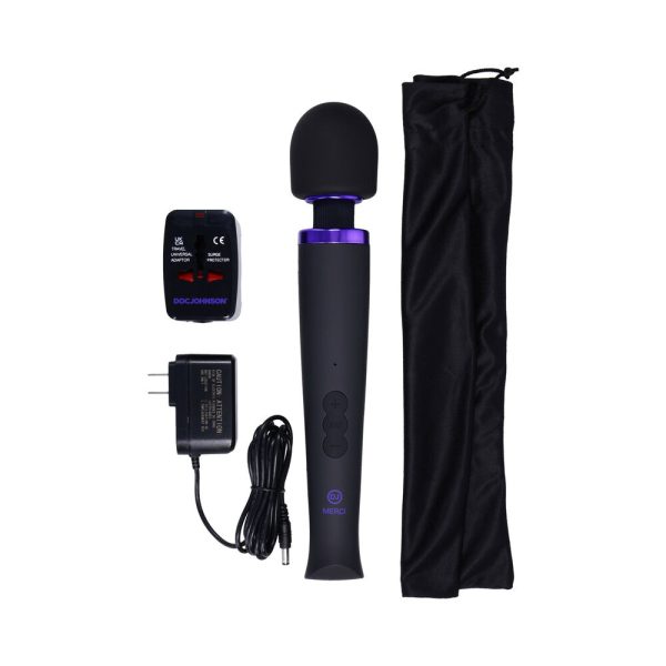 Merci Rechargeable Power Wand Ultra-Powerful Silicone Wand Massager Black Violet - Image 2