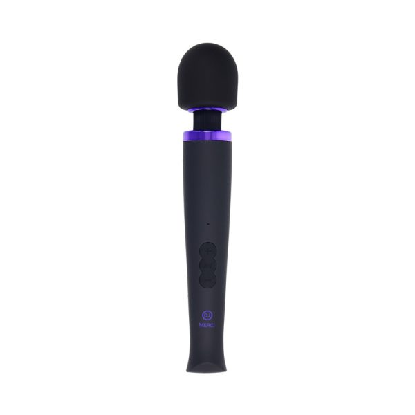 Merci Rechargeable Power Wand Ultra-Powerful Silicone Wand Massager Black Violet - Image 3