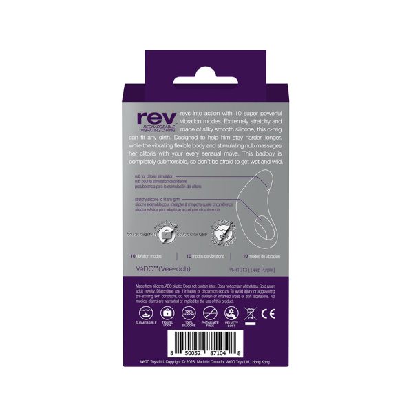 VeDO Rev Rechargeable Vibrating C-Ring Purple - Image 8