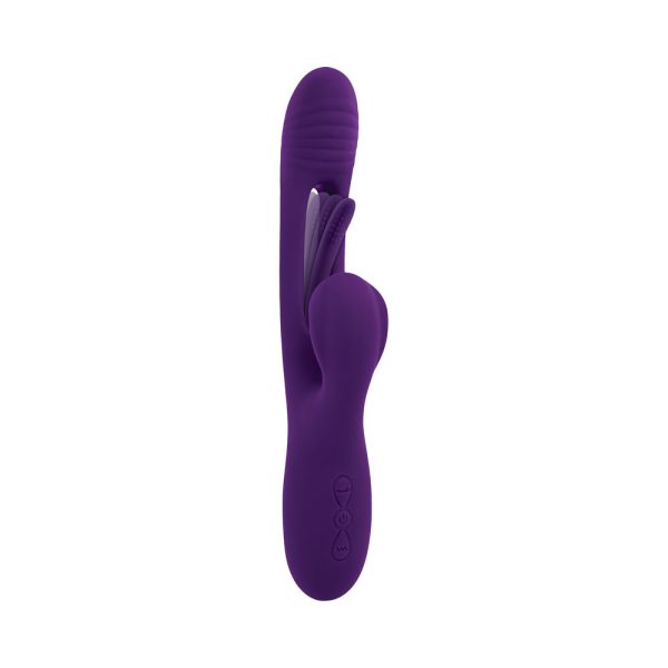 Playboy The Thrill Rechargeable Silicone Dual Stim Vibrator with Flapper Acai - Image 2