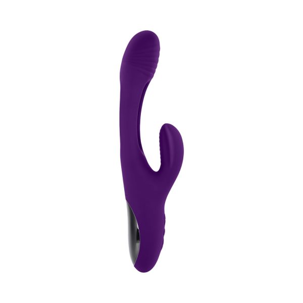 Playboy The Thrill Rechargeable Silicone Dual Stim Vibrator with Flapper Acai - Image 3