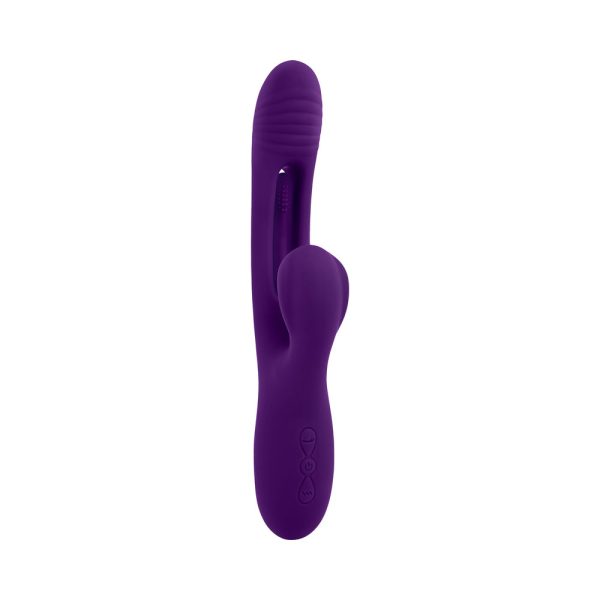 Playboy The Thrill Rechargeable Silicone Dual Stim Vibrator with Flapper Acai - Image 5