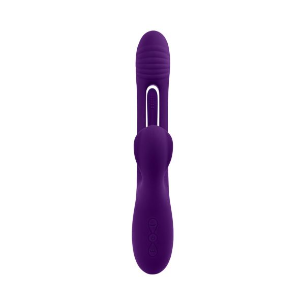 Playboy The Thrill Rechargeable Silicone Dual Stim Vibrator with Flapper Acai - Image 6