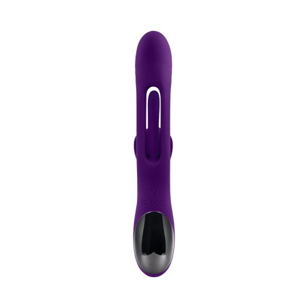 Playboy The Thrill Rechargeable Silicone Dual Stim Vibrator with Flapper Acai - Image 7